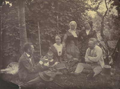 [Tre Donne, Due Uomini e un Bambino a un Picnic], 1850-60 da Franz Antoine