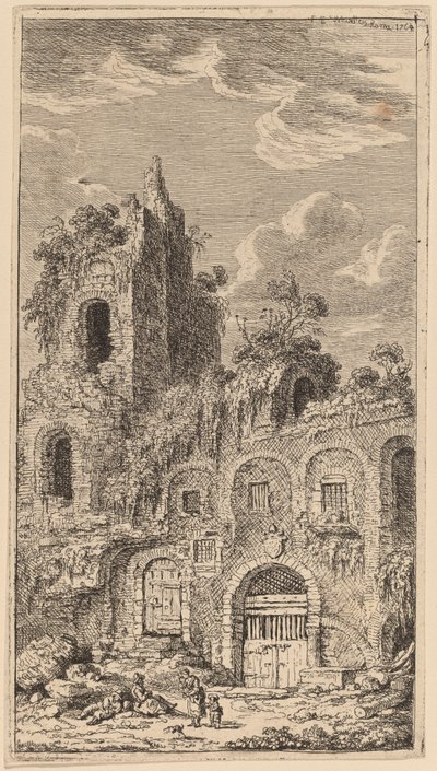 Frammento della vecchia cinta muraria a San Giovanni Laterano da Franz Edmund Weirotter