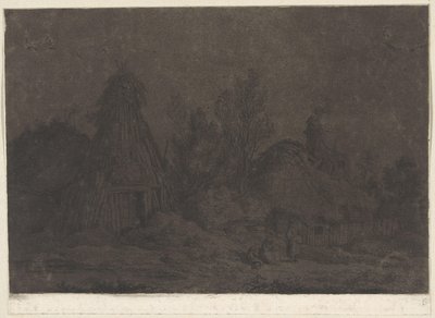 Scena al chiaro di luna con figure davanti a una capanna da Franz Edmund Weirotter