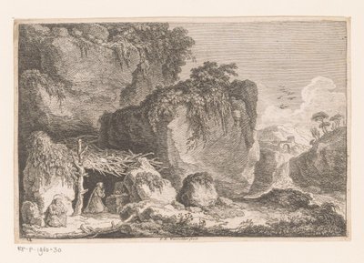 Due eremiti in un paesaggio roccioso da Franz Edmund Weirotter