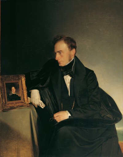 Il pittore Franz Wipplinger che osserva il ritratto in miniatura della sua defunta sorella da Franz Eybl