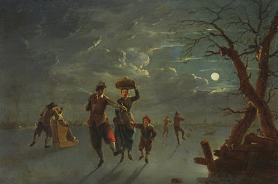 Pattinaggio sul ghiaccio al chiaro di luna da Franz Ferg