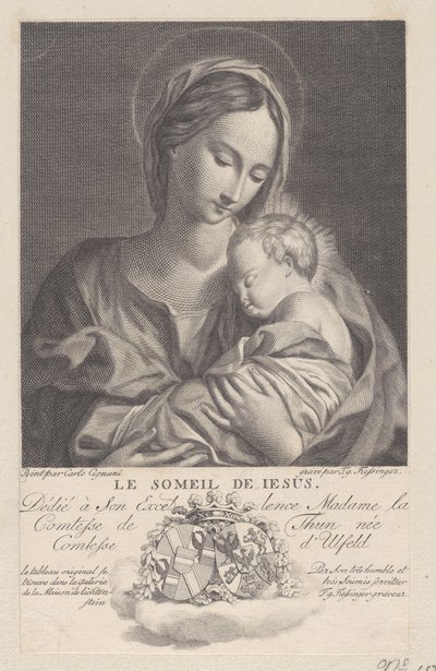 Vergine e Bambino, con il Bambino Gesù che dorme tra le sue braccia Le Someil de Jesus, 1743-1807 da Franz Gabriel Fiessinger