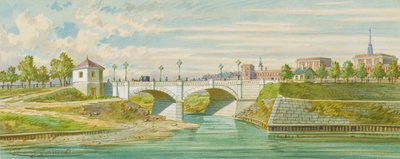 Il ponte Radetzky sul fiume Wien con la sua foce nel Danubio da Franz Gerasch