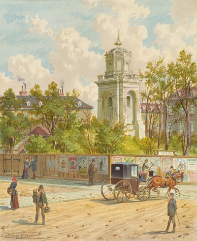 La strada Währinger a Vienna (con la torre dell