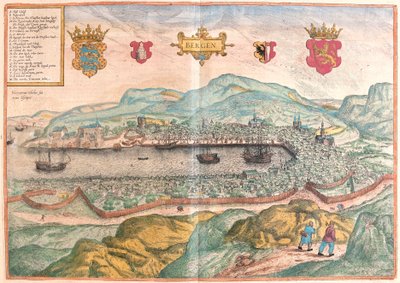 Bergen, Norvegia (incisione) da Franz Hogenberg