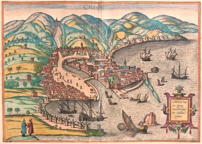Chios o Chio, Grecia (incisione) da Franz Hogenberg