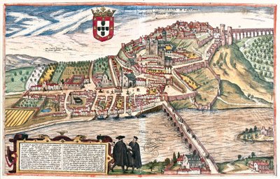 Coimbra, Portogallo. I due accademici visti in discussione erudita in primo piano fanno ulteriore riferimento visivo all