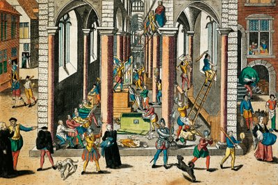 Distruzione di reliquie e statue nelle chiese, aprile 1566, incisione di Franz Hogenberg da Franz Hogenberg