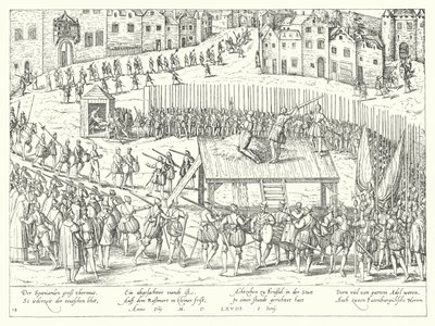 Esecuzione dei conti Egmont e Horn a Bruxelles, 1568 da Franz Hogenberg