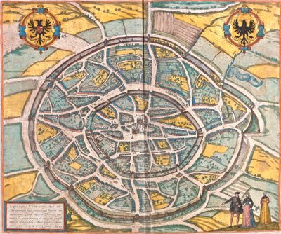 Mappa di Aquisgrana (Aachen), Germania da Franz Hogenberg