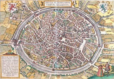 Mappa di Bruges (Brugae), Belgio da Franz Hogenberg