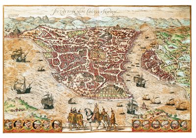 Mappa di Bisanzio da Franz Hogenberg