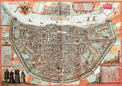 Mappa di Colonia - Germania (incisione) da Franz Hogenberg