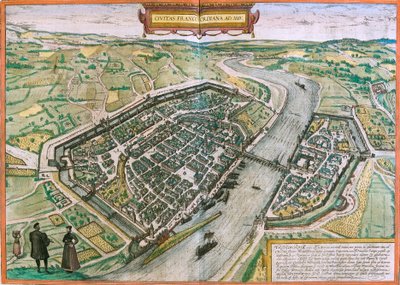 Mappa di Francoforte (Francofordia), Germania da Franz Hogenberg