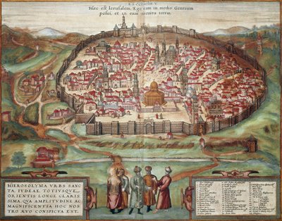 Mappa di Gerusalemme (incisione) da Franz Hogenberg