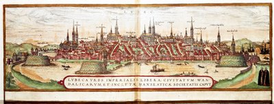 Mappa di Lubecca (incisione) da Franz Hogenberg
