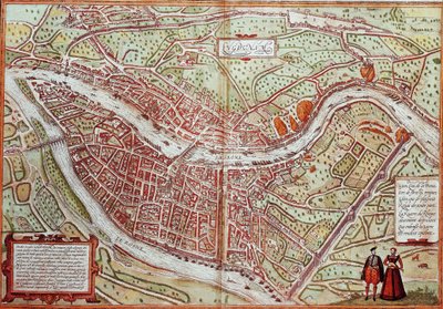 Mappa di Lione - Francia (incisione) da Franz Hogenberg