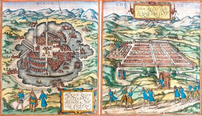 Mappa del Messico e di Cuzco, Perù da Franz Hogenberg