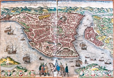 Piano di Bisanzio, rinominata Costantinopoli (oggi Istanbul) da Franz Hogenberg