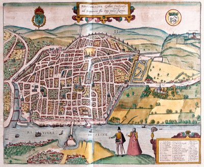 Rouen - Francia (incisione) da Franz Hogenberg