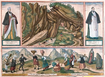 Galleria di San Adriano o Lizarrate: paesaggio ai piedi occidentali dei Pirenei, a sud del Golfo di Biscaglia, Spagna da Franz Hogenberg
