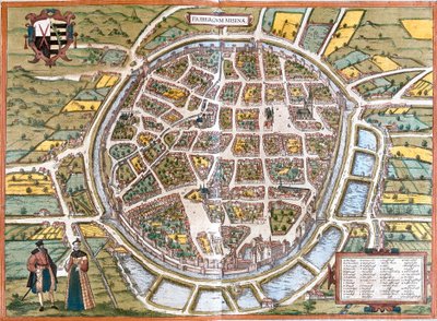 Mappa della città di Freiberg (Fribergum Misinae), Germania da Franz Hogenberg