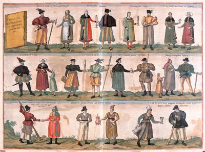 Vari costumi di Dithmarschen e dintorni, Germania (incisione) da Franz Hogenberg
