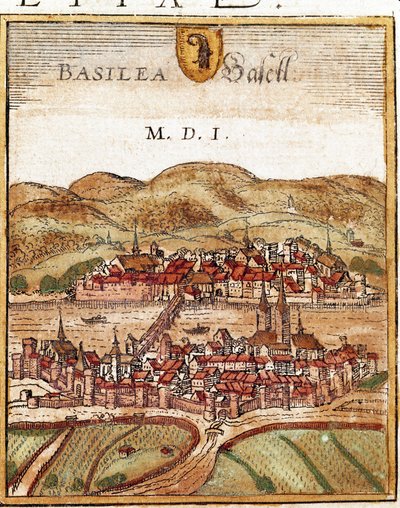 Vista di Basilea - Svizzera (incisione) da Franz Hogenberg