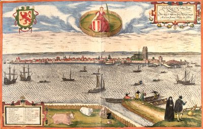 Veduta di Dordrecht (Dordracum), Paesi Bassi da Franz Hogenberg