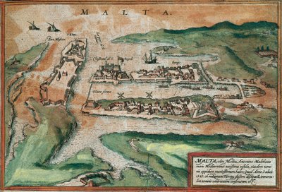 Veduta di Malta (incisione) da Franz Hogenberg