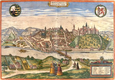 Veduta di Meissen (Misena), Germania da Franz Hogenberg