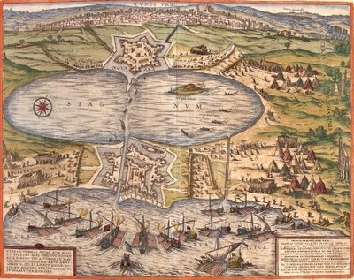 Veduta di Tunisi, Tunisia, con la fortezza di Goulette che controlla l