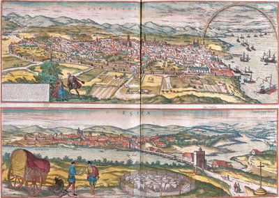 Vedute di Barcellona ed Ecija, Spagna (incisione) da Franz Hogenberg