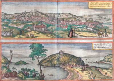 Vedute di Burgos e San Sebastian (o Donostia), Spagna da Franz Hogenberg