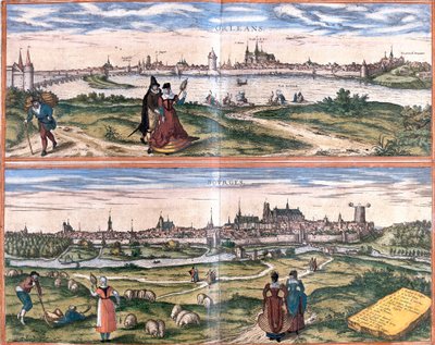 Vedute di Orleans e Bourges, Francia da Franz Hogenberg