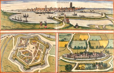Vedute di Dunkirk, Gravelines e Bourbourg, Francia da Franz Hogenberg