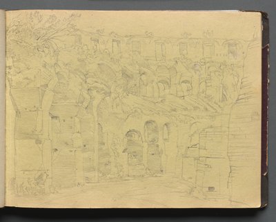 Album con vedute di Roma e dintorni, studi di paesaggio, pagina 12a: Rovine romane da Franz Johann Heinrich Nadorp