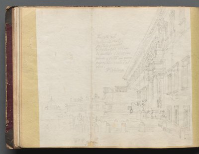 Album con vedute di Roma e dintorni, studi di paesaggio, pagina 15b: veduta architettonica romana da Franz Johann Heinrich Nadorp
