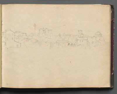 Album con vedute di Roma e dintorni, studi di paesaggio, pagina 16a: Veduta romana da Franz Johann Heinrich Nadorp