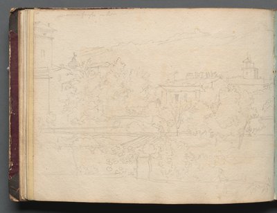 Album con vedute di Roma e dintorni, studi di paesaggio, pagina 16b: Veduta romana da Franz Johann Heinrich Nadorp