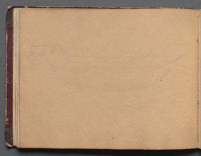 Album con vedute di Roma e dintorni, studi di paesaggio, pagina 19b: Schizzo di una barca da Franz Johann Heinrich Nadorp