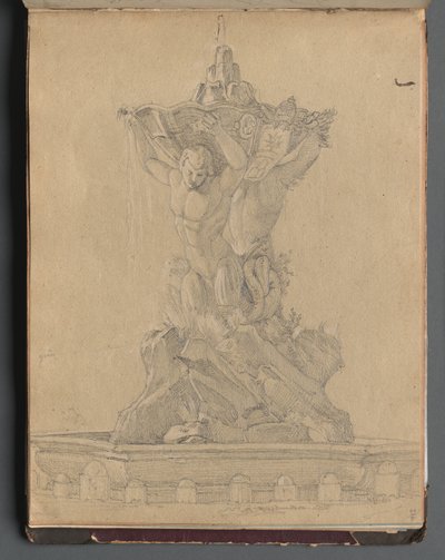 Album con Vedute di Roma e Dintorni, Studi di Paesaggio, pagina 21a: Fontana Romana da Franz Johann Heinrich Nadorp