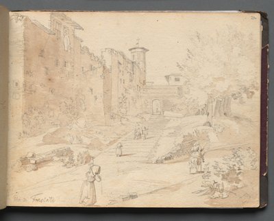Album con vedute di Roma e dintorni, studi di paesaggio, pagina 27a: Frascati da Franz Johann Heinrich Nadorp