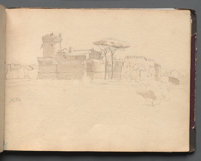 Album con vedute di Roma e dintorni, studi di paesaggio, pagina 28a: Ostia da Franz Johann Heinrich Nadorp