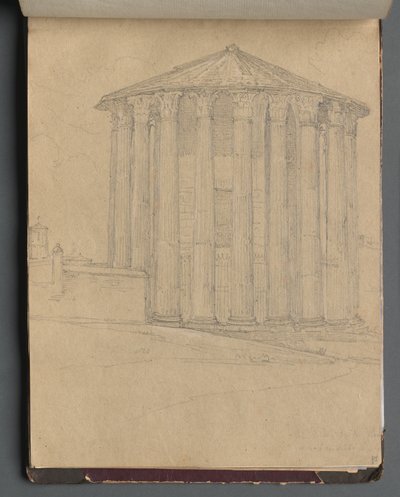 Album con vedute di Roma e dintorni, studi di paesaggio, pagina 32a: Tempio romano da Franz Johann Heinrich Nadorp