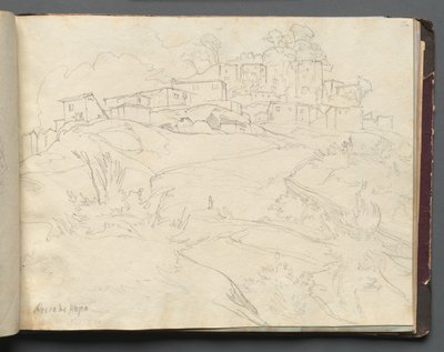 Album con vedute di Roma e dintorni, studi di paesaggio, pagina 35a: Rocca di Papa da Franz Johann Heinrich Nadorp
