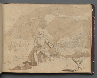 Album con vedute di Roma e dintorni, studi di paesaggio, pagina 39a: Figura in un paesaggio da Franz Johann Heinrich Nadorp