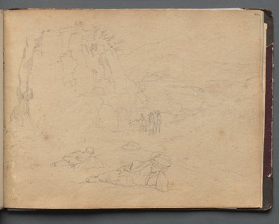 Album con vedute di Roma e dintorni, studi di paesaggio, pagina 44a: Figure in un paesaggio da Franz Johann Heinrich Nadorp