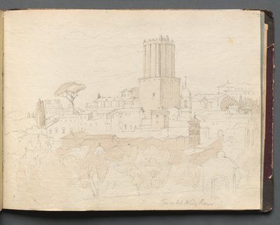 Album con vedute di Roma e dintorni, studi di paesaggio, pagina 47a: Torre del Nero, Roma da Franz Johann Heinrich Nadorp